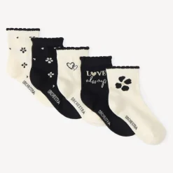 Lot de 5 chaussettes filles motifs fleurs