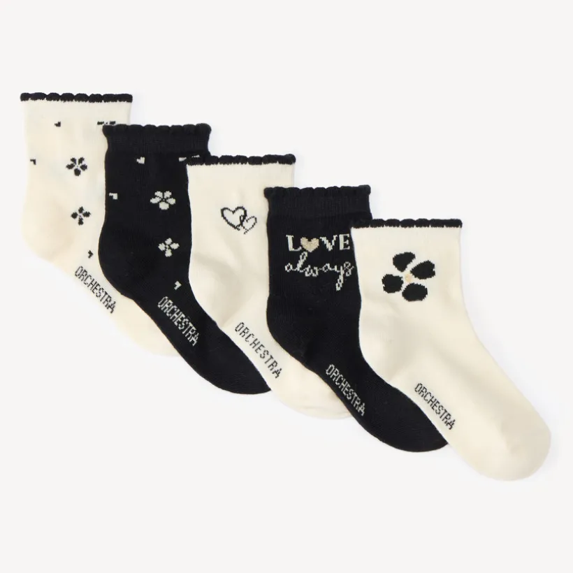 Lot de 5 chaussettes filles motifs fleurs