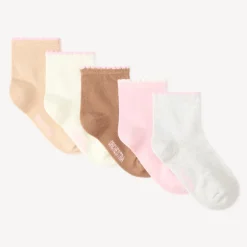 Lot de 5 chaussettes fille unies avec chevilles festonnées