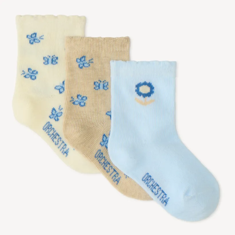 Lot de 3 chaussettes hautes fleuries pour bébé fille