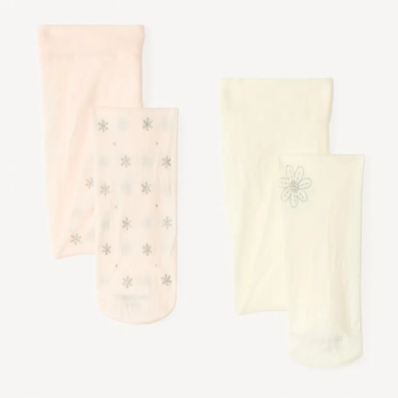 Lot de 2 collants fins avec motifs fantaisie pailletés pour bébé fille
