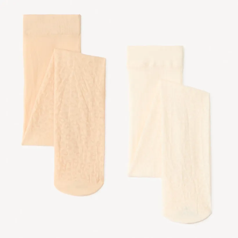Lot de 2 collants fins motif léopard pour bébé fille