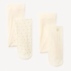 Lot de 2 collants fins à motifs fantaisie dorés pour bébé fille