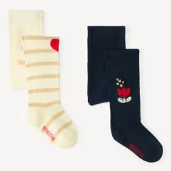 Lot de 2 collants épais bébé fille motifs tulipes