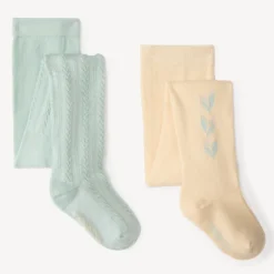 Lot de 2 collants épais bébé fille motifs fleuris