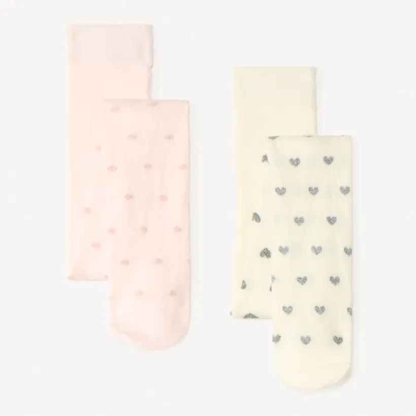 Lot de 2 collants épais motifs en lurex pour fille