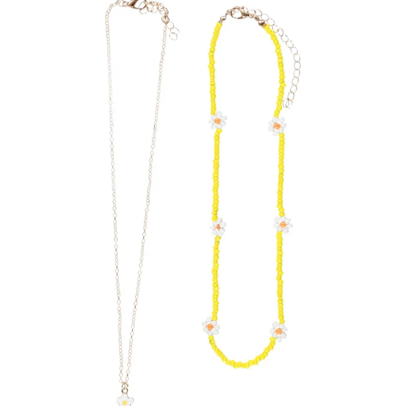 Lot de 2 colliers fantaisie à fleurs pour fille