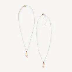Lot de 2 colliers moitié de cœur irisé pour fille