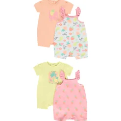 Lot de 4 combinaisons courtes fantaisies pour bébé fille