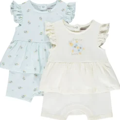 Lot de 2 combishorts effet 2 en 1 motifs tortues pour bébé fille
