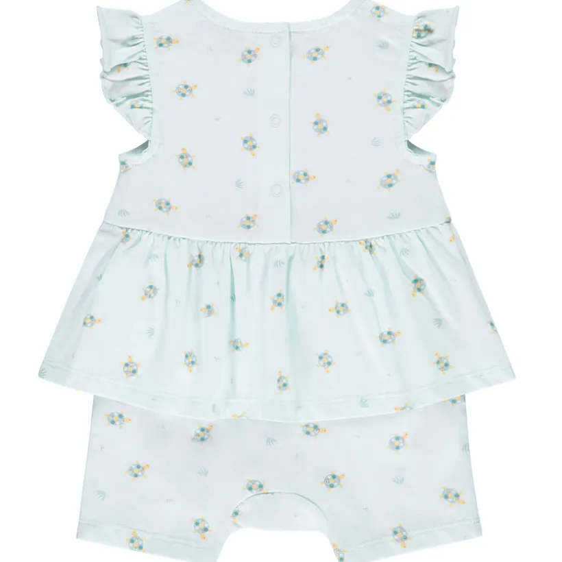 Lot de 2 combishorts effet 2 en 1 motifs tortues pour bébé fille