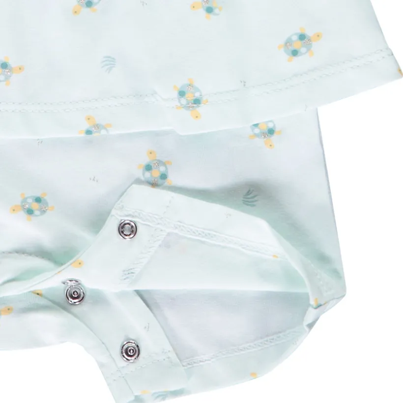 Lot de 2 combishorts effet 2 en 1 motifs tortues pour bébé fille