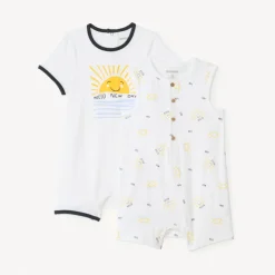 Lot de 2 combishorts motifs soleil pour bébé garçon