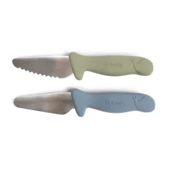 Lot de 2 couteaux d'apprentissage vert/bleu