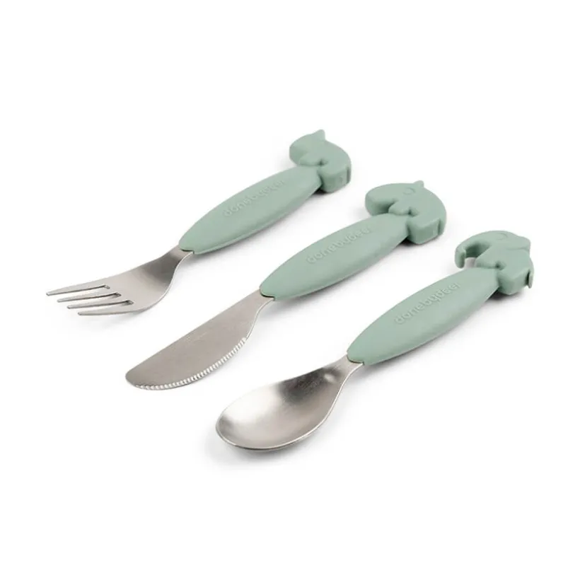 Lot de 3 couverts easy-grip Deer Friends vert