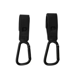 Lot de 2 crochets de poussette Simone en simili cuir noir