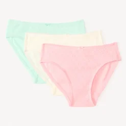 Lot de 3 culottes unies en pointelle cœur pour fille