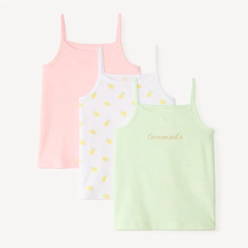Lot de 3 débardeurs à bretelles fantaisie pour fille