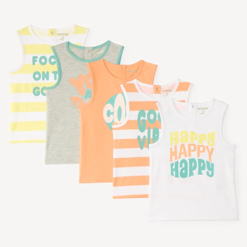 Lot de 5 débardeurs en jersey fantaisie pour bébé garçon