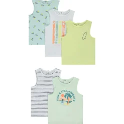 Lot de 5 débardeurs fantaisie en jersey slub pour bébé garçon