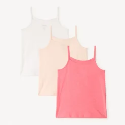 Lot de 3 débardeurs unis à bretelles fine pour fille