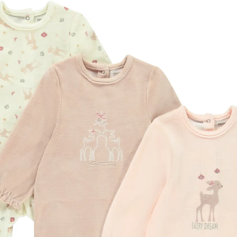 Lot de 3 dors-bien Biche en velours pour bébé fille avec ouvertures différentes selon l'âge