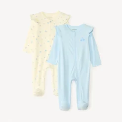 Lot de 2 dors-bien en jersey zippés devant motifs myrtilles pour bébé fille