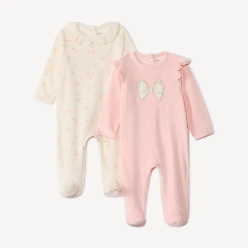 Lot de 2 dors-bien en velours fantaisie pour bébé fille