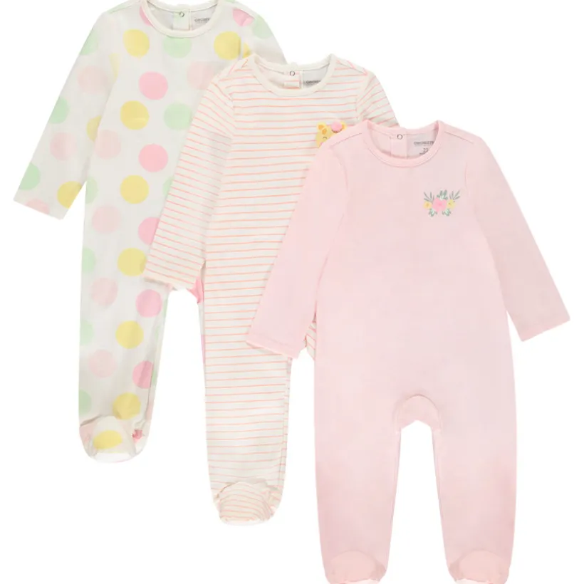 Lot de 3 dors-bien fantaisie pour bébé fille avec ouvertures différentes selon l'âge