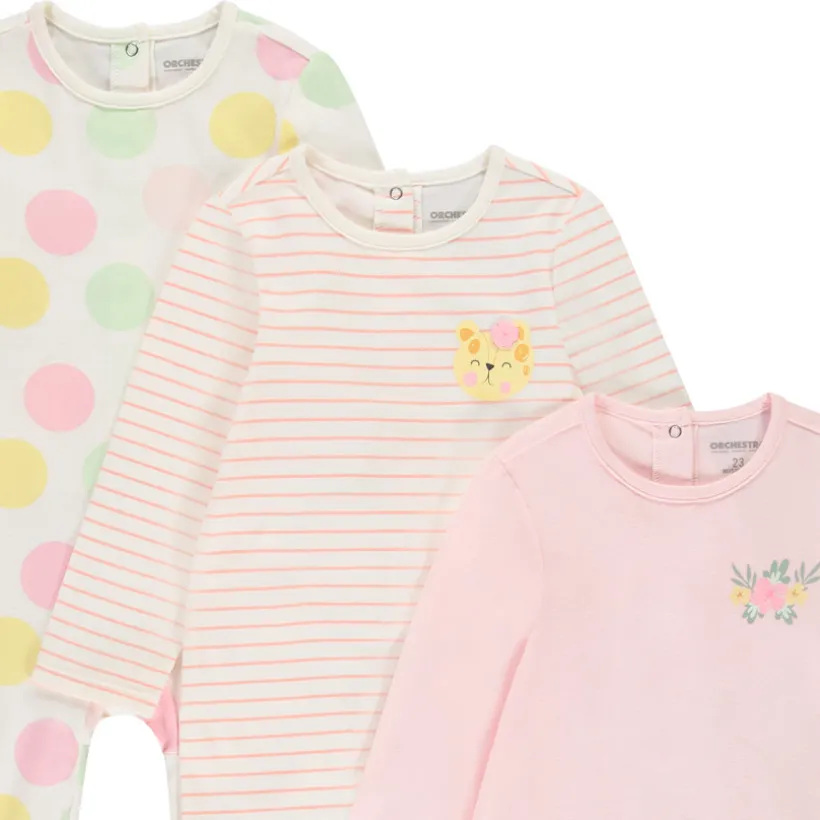 Lot de 3 dors-bien fantaisie pour bébé fille avec ouvertures différentes selon l'âge