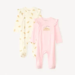Lot de 2 dors-bien manches longues motifs croissants pour bébé fille