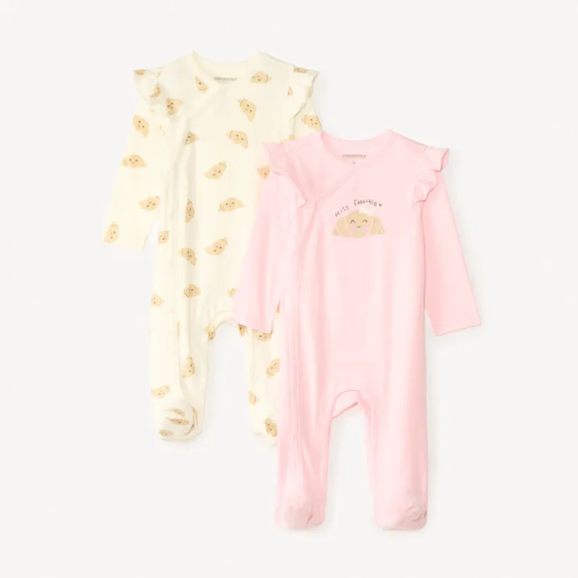 Lot de 2 dors-bien manches longues motifs croissants pour bébé fille
