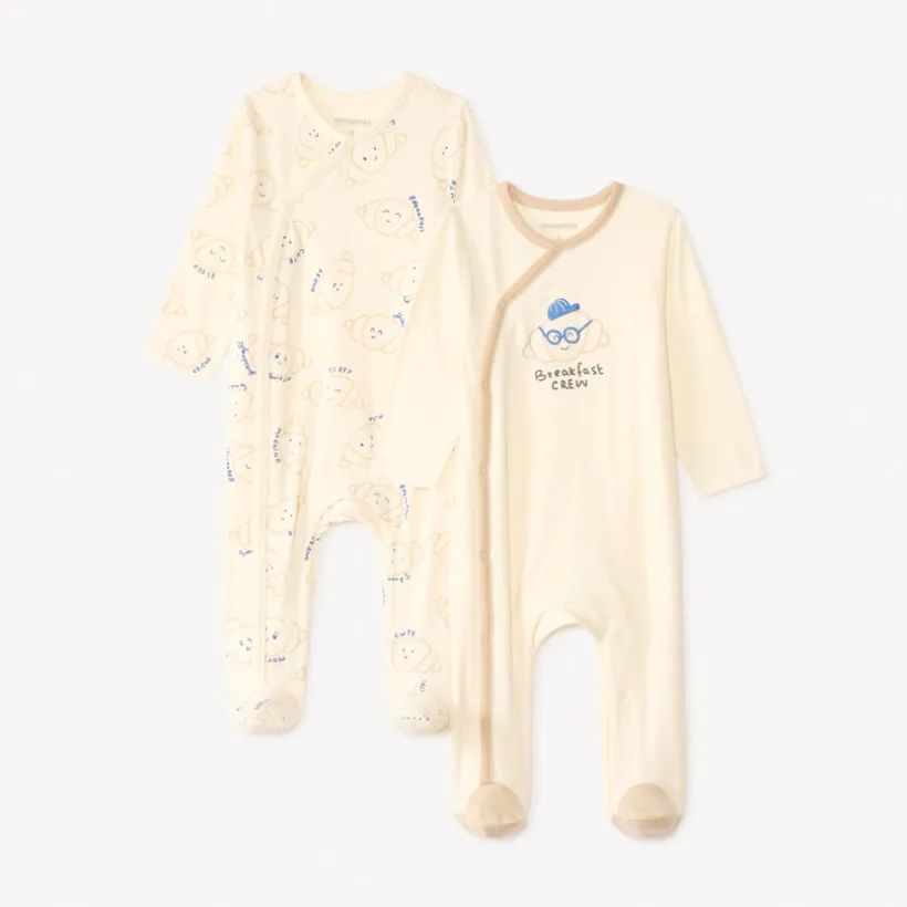 Lot de 2 dors-bien manches longues motifs croissant pour bébé garçon (ouvertures différentes selon l'âge)