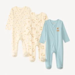 Lot de 3 dors-bien manches longues zippés devant à motifs petit cheval pour bébé garçon