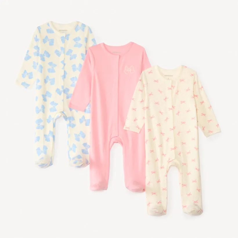 Lot de 3 dors-bien motif nœuds pour bébé fille - ouvertures différentes selon l'âge