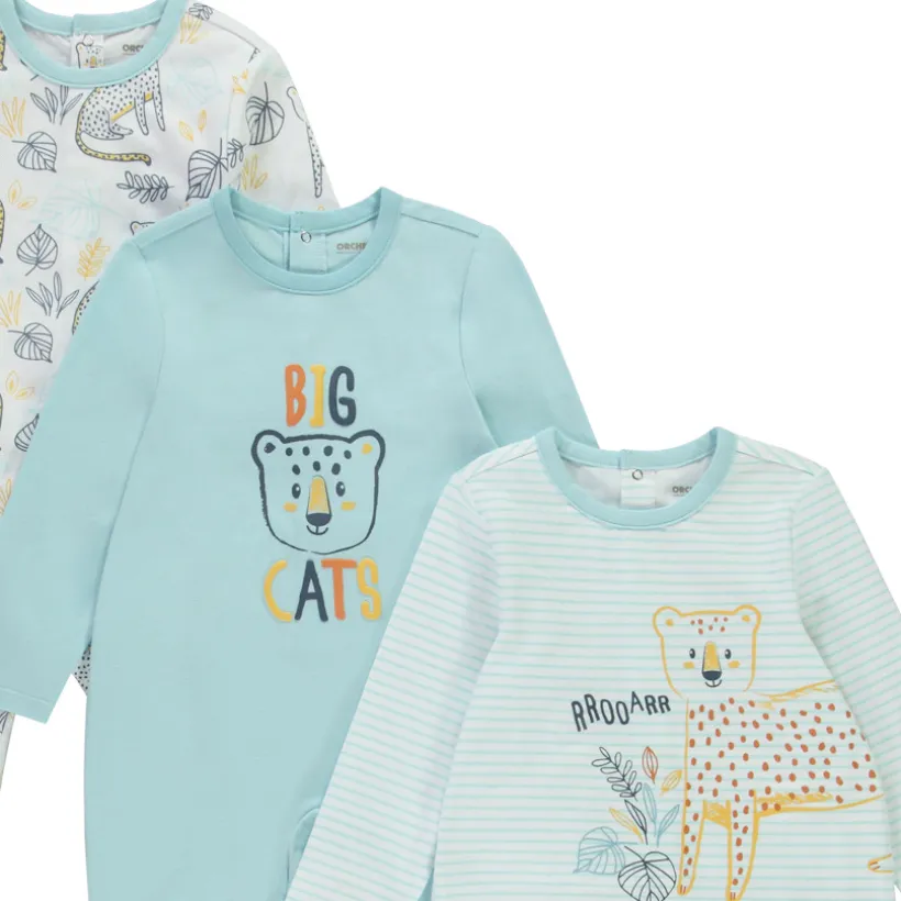 Lot de 3 dors-bien motifs félins pour bébé garçon (ouvertures différentes selon l'âge)