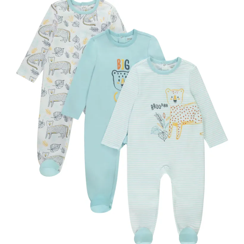 Lot de 3 dors-bien motifs félins pour bébé garçon (ouvertures différentes selon l'âge)