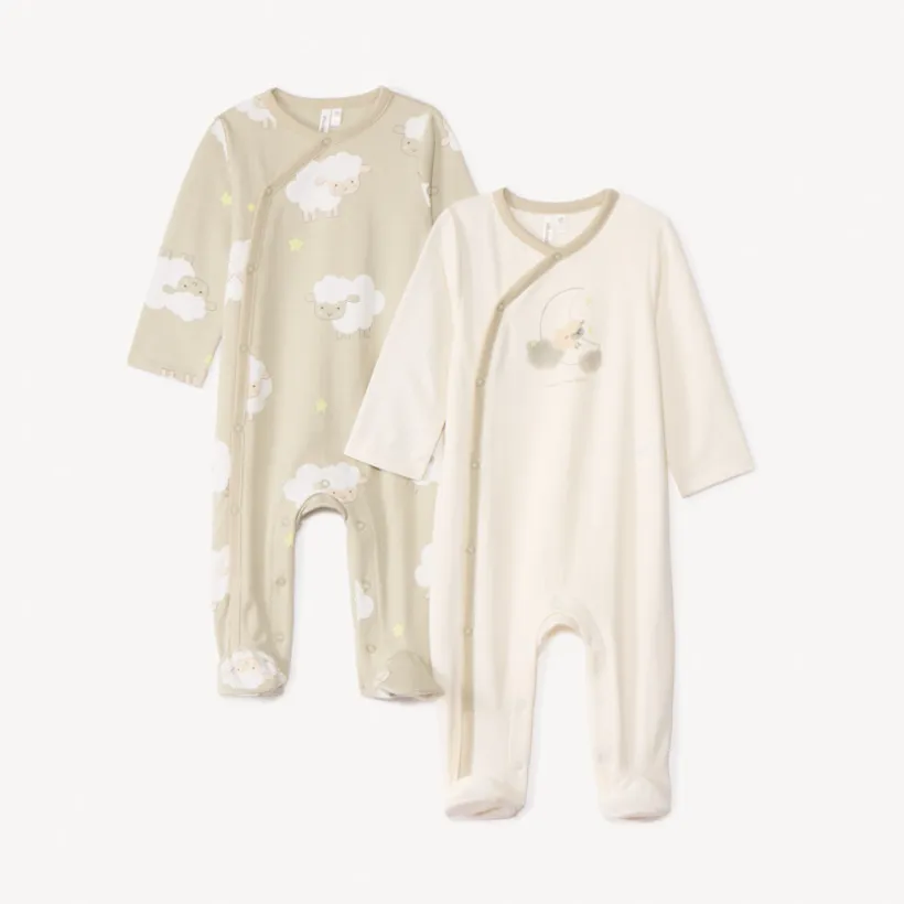 Lot de 2 dors-bien motifs moutons pour bébé avec ouvertures différentes selon l'âge