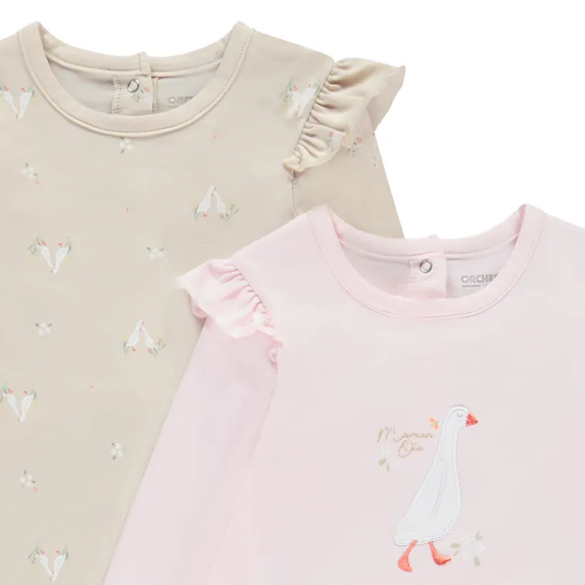 Lot de 2 dors-bien motifs oies pour bébé fille avec ouvertures différentes selon l'âge