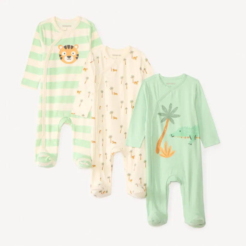 Lot de 3 dors-bien motifs savane pour bébé garçon avec ouvertures différentes selon l’âge