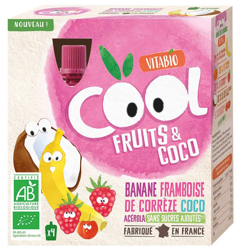 Lot de 4 gourdes Cool fruits et coco