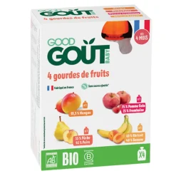 Lot de 4 gourdes de fruits 4x120g