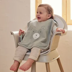 Lot de 2 grands bavoirs éponge Fluffy & Orso kaki/beige