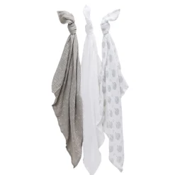 Lot de 3 langes en coton motif oiseaux Feather