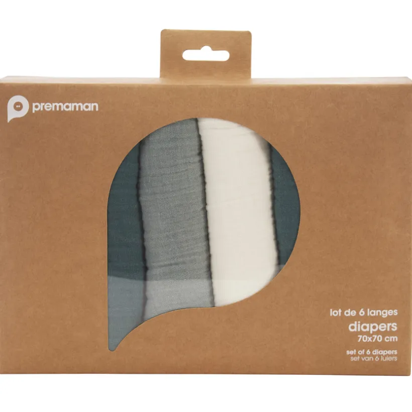 Lot de 6 langes en coton 70 x 70 cm