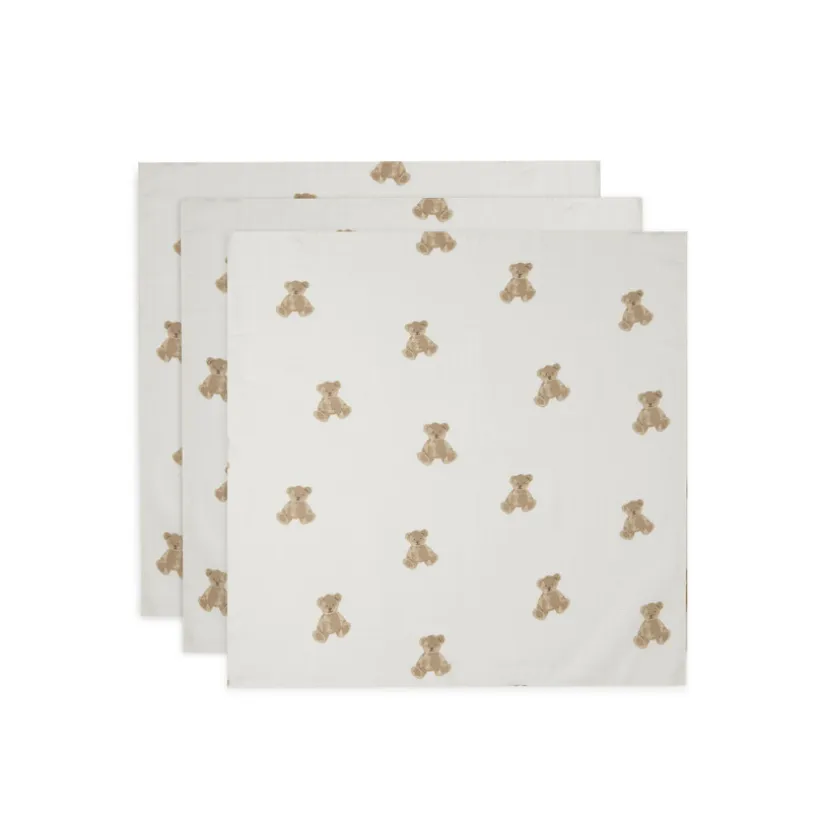 Lot de 3 langes en gaze de coton Teddy Bear
