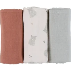 Lot de 3 langes en gaze 70 x 70 cm terracotta