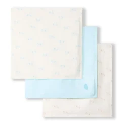 Lot de 3 langes en tetra motifs éléphants pour bébé garçon