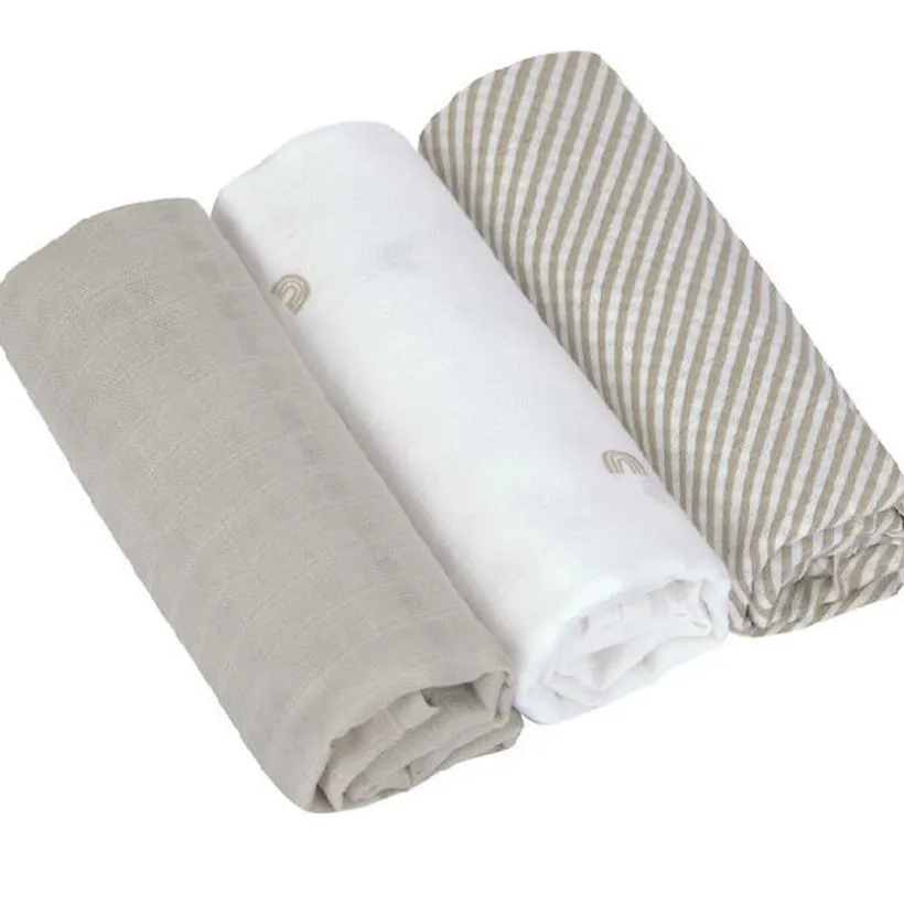 Lot de 3 langes mousseline 80x80cm Rainbow