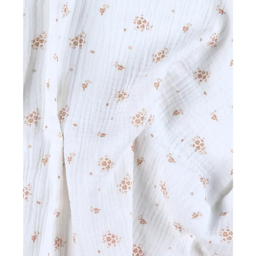 Lot de 2 langes 100x100cm Mousseline de coton bio Fleurs D'Antan